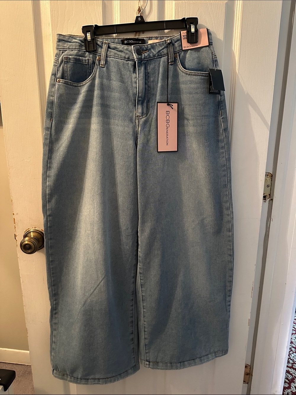 BCBGMaxAzria Light Wash Wide-Leg Denim Jeans